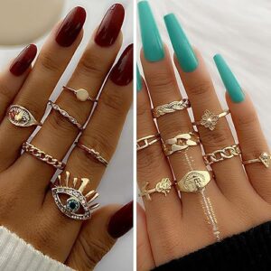 IFKM 36-Piece Gold-Plated Jewelry Set – 4 Necklaces, 11 Bracelets, 7 Ear Cuffs, 14 Knuckle Rings – Ideal Gift for Women on Valentine's, Anniversaries, Birthdays, and Friendships