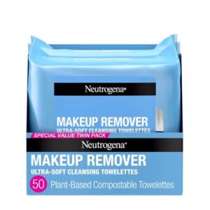 Neutrogena Makeup Remover Wipes – Alcohol-Free Facial Towelettes (2 x 25 ct) – Gentle Cleansing for Sensitive Skin