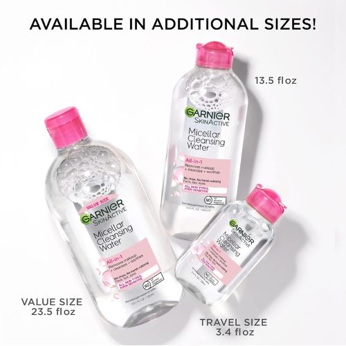 Garnier Micellar Cleansing Water – All-in-1 Makeup Remover & Facial Cleanser for All Skin Types, 3.4 Fl Oz (100mL) 4 Micellar water makeup remover