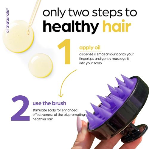 ArtNaturals Organic Rosemary & Castor Hair Growth Oil + Scalp Massager Set – 4 oz – Natural Hair Oil with Coconut & Olive Oils for Dry, Damaged Hair & Split Ends 5 scalp massager set